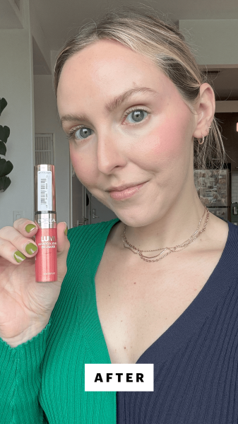 Kinonen after applying the L'Oral Paris True Match Lumi Le Liquid Blush
