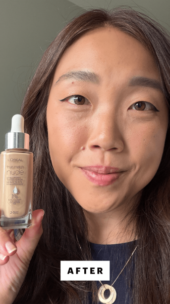 Lee after applying the LOral Paris True Match Nude Hyaluronic Tinted Serum